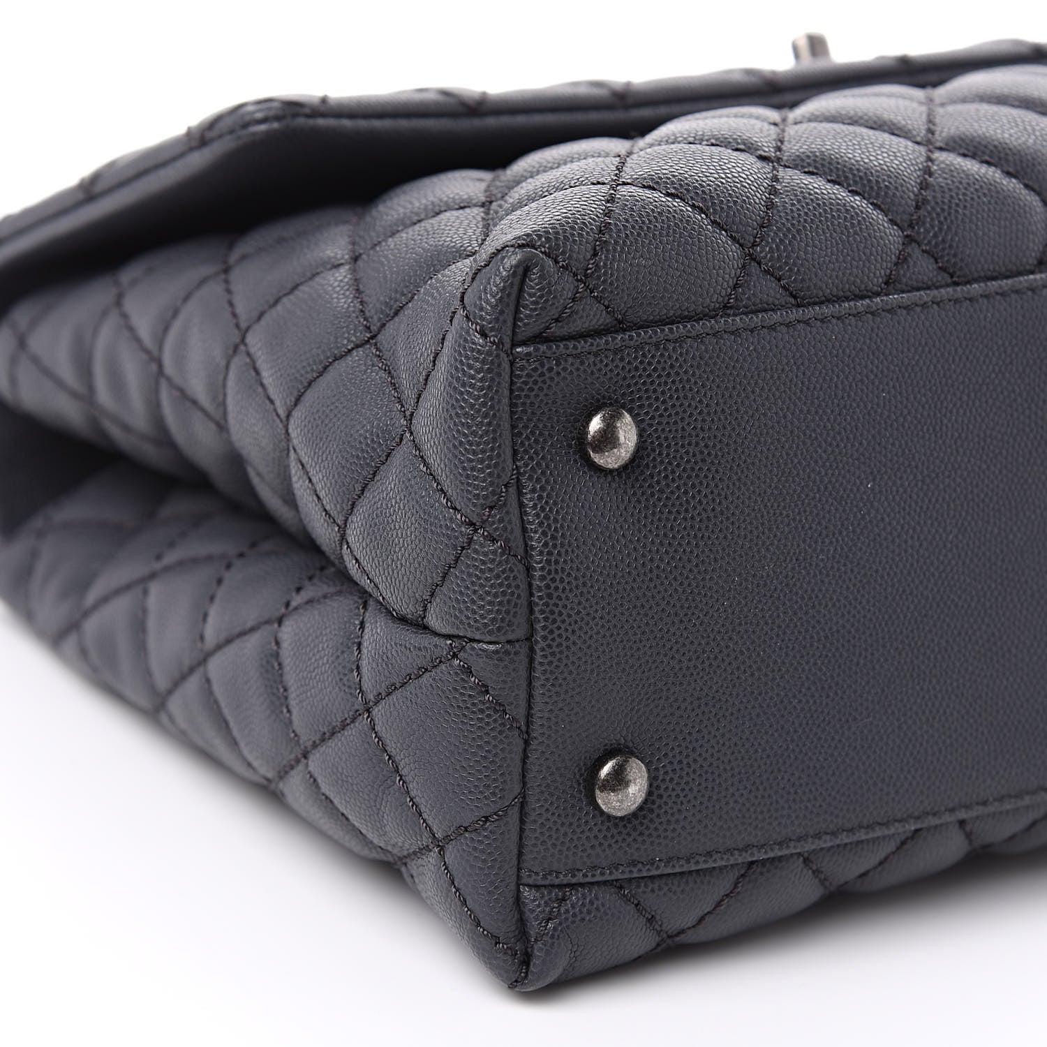 Chanel Caviar Lizard Quilted Medium Coco Handle Flap Grey 8 of 11