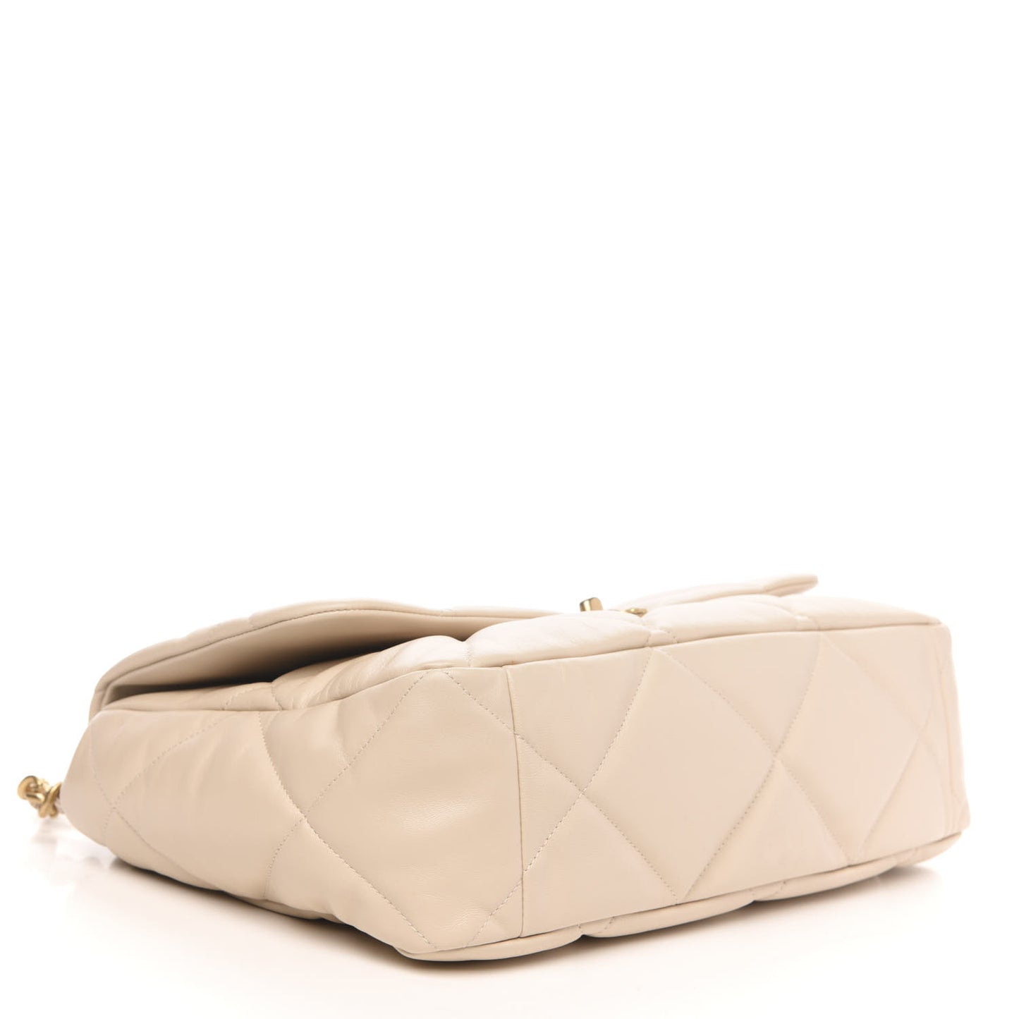 Lambskin Quilted Maxi Chanel 19 Flap Light Beige