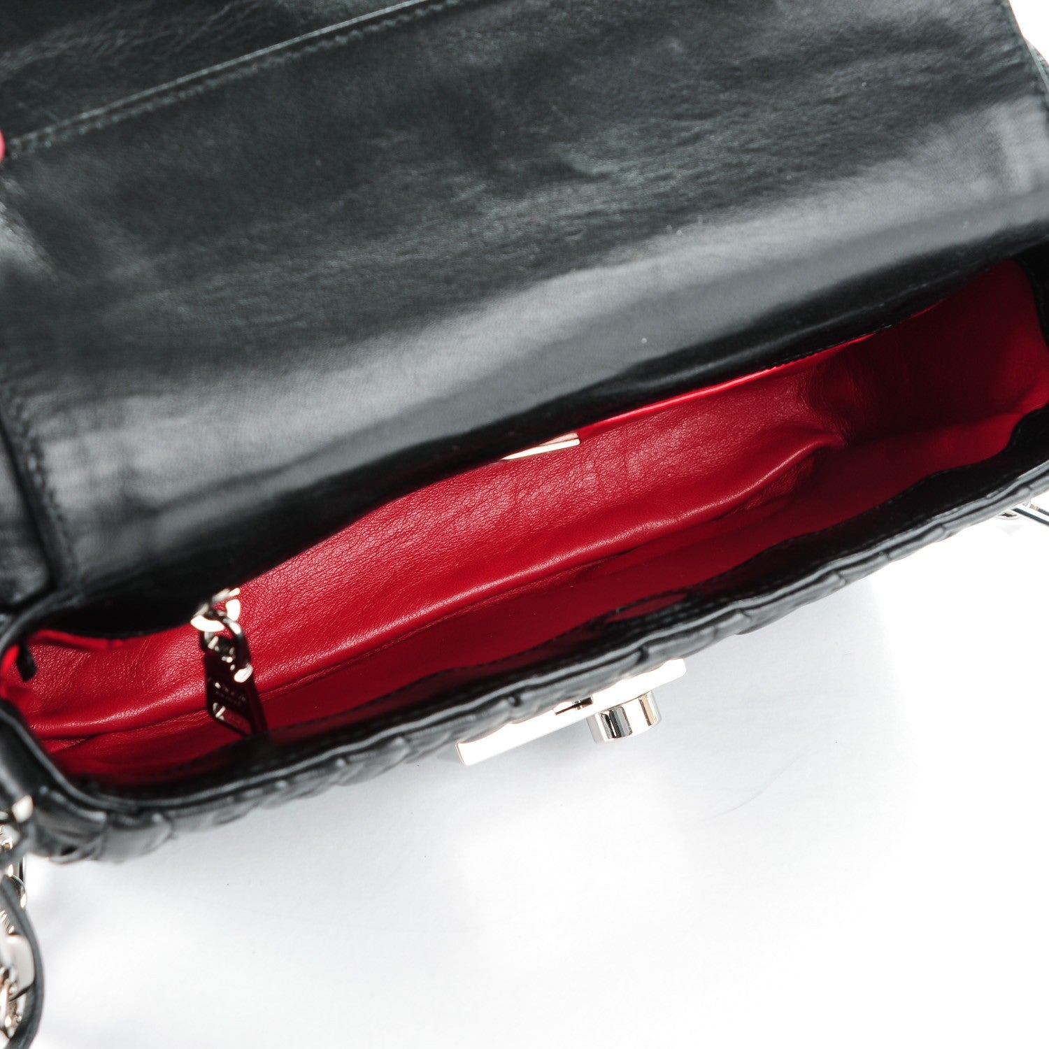 Prada Nappa Gaufre Sound Chain Flap Shoulder Bag Black 5 of 9