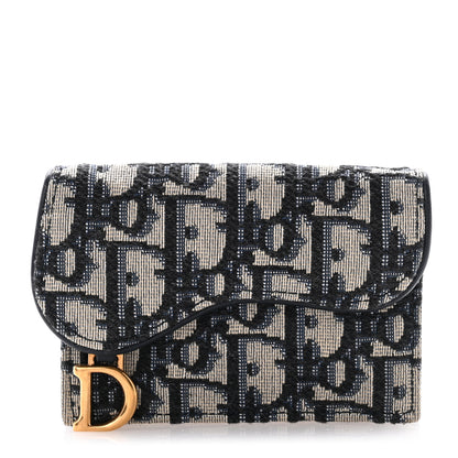 Christian Dior Oblique Saddle Card Holder Blue 1 of 9