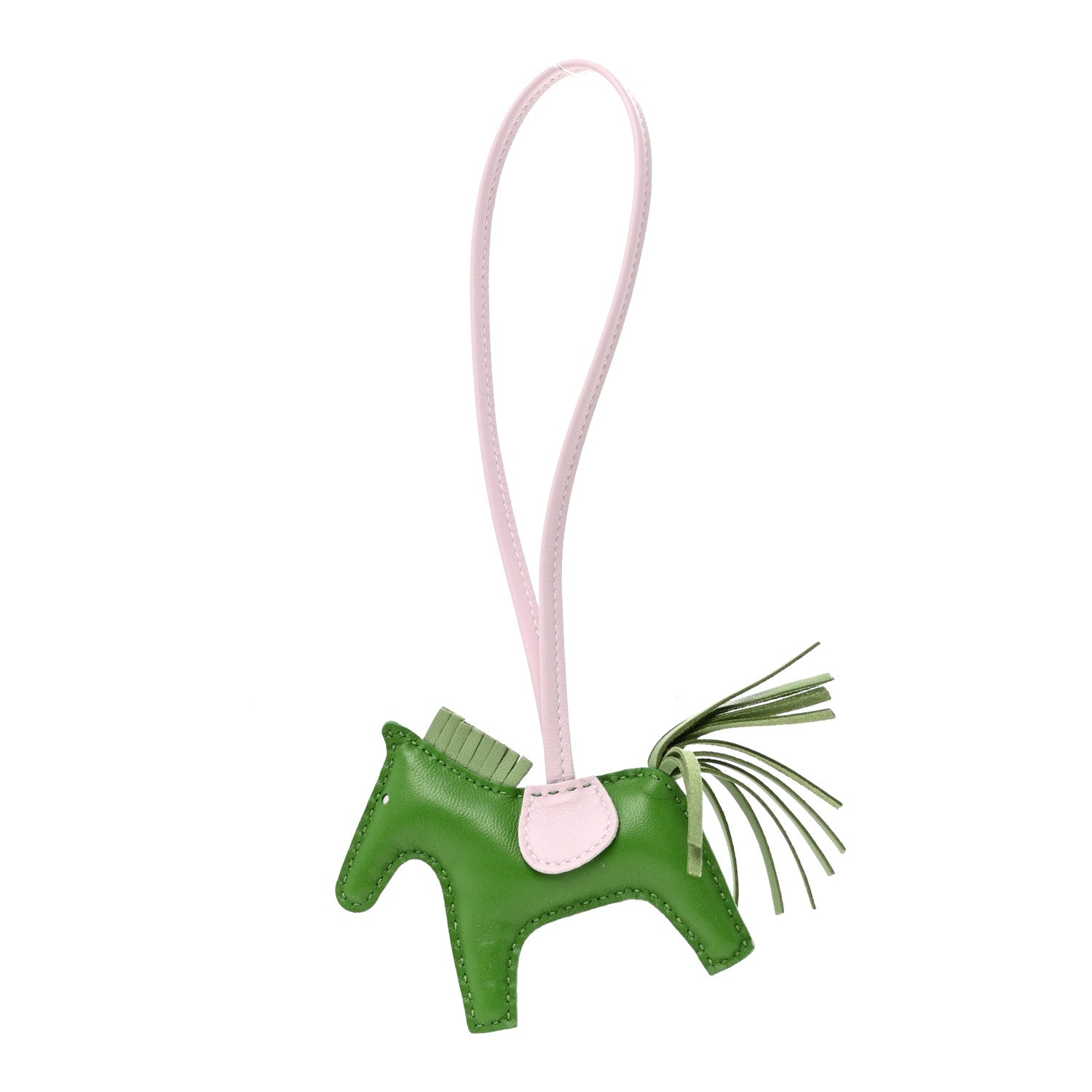 Hermes Milo Lambskin Grigri Rodeo Horse Bag Charm PM Vert Yucca Vert ...
