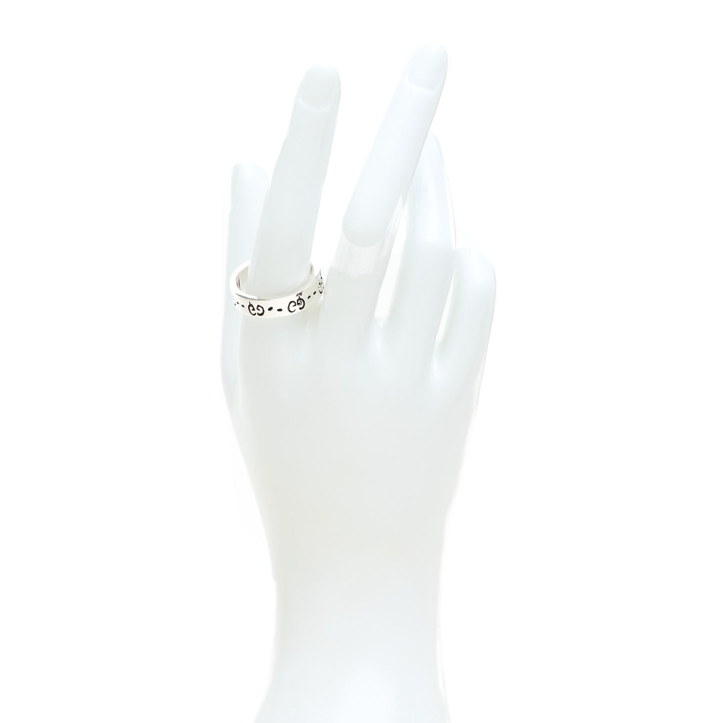 Sterling Silver Narrow GucciGhost Hamlet Skull Ring 63 10.25