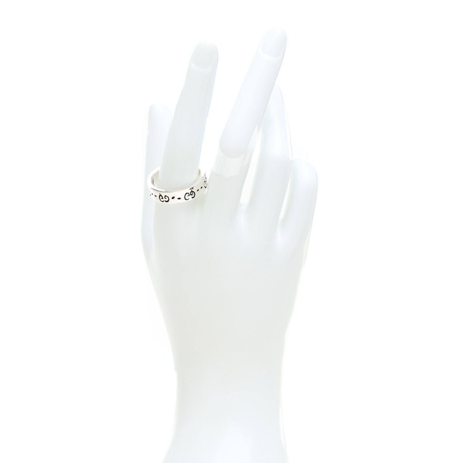 Gucci Sterling Silver Narrow GucciGhost Hamlet Skull Ring 63 10.25 2 of 6