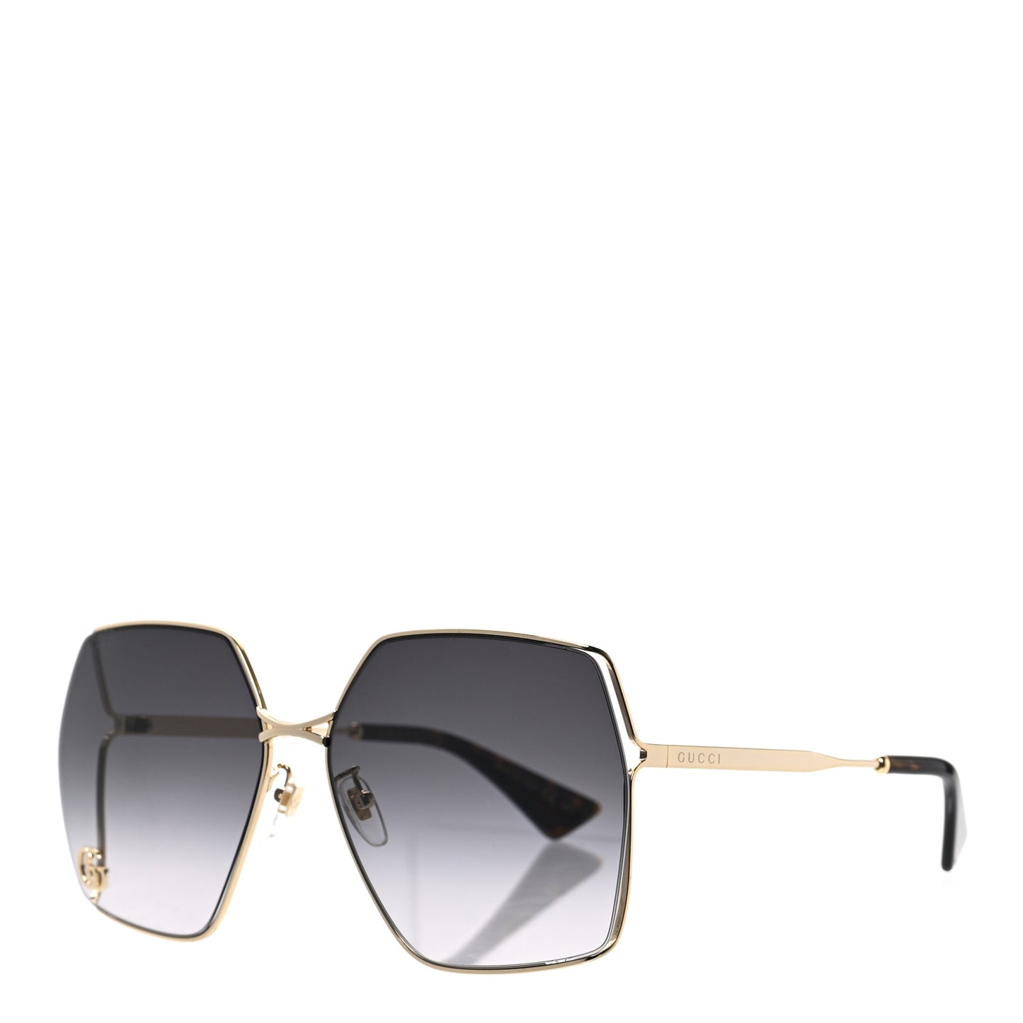 Metal Square Frame Sunglasses GG0817S Gold Grey