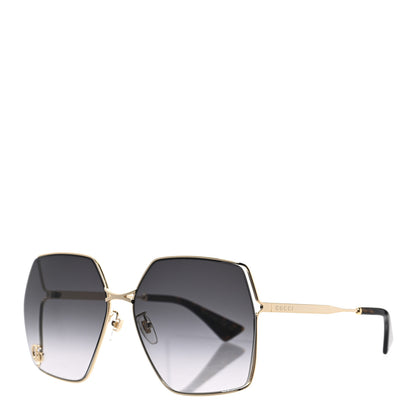 Gucci Metal Square Frame Sunglasses GG0817S Gold Grey 1 of 7