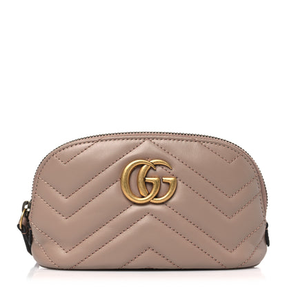 Gucci Calfskin Matelasse GG Marmont Pouch Cosmetic Case Porcelain Rose 1 of 10