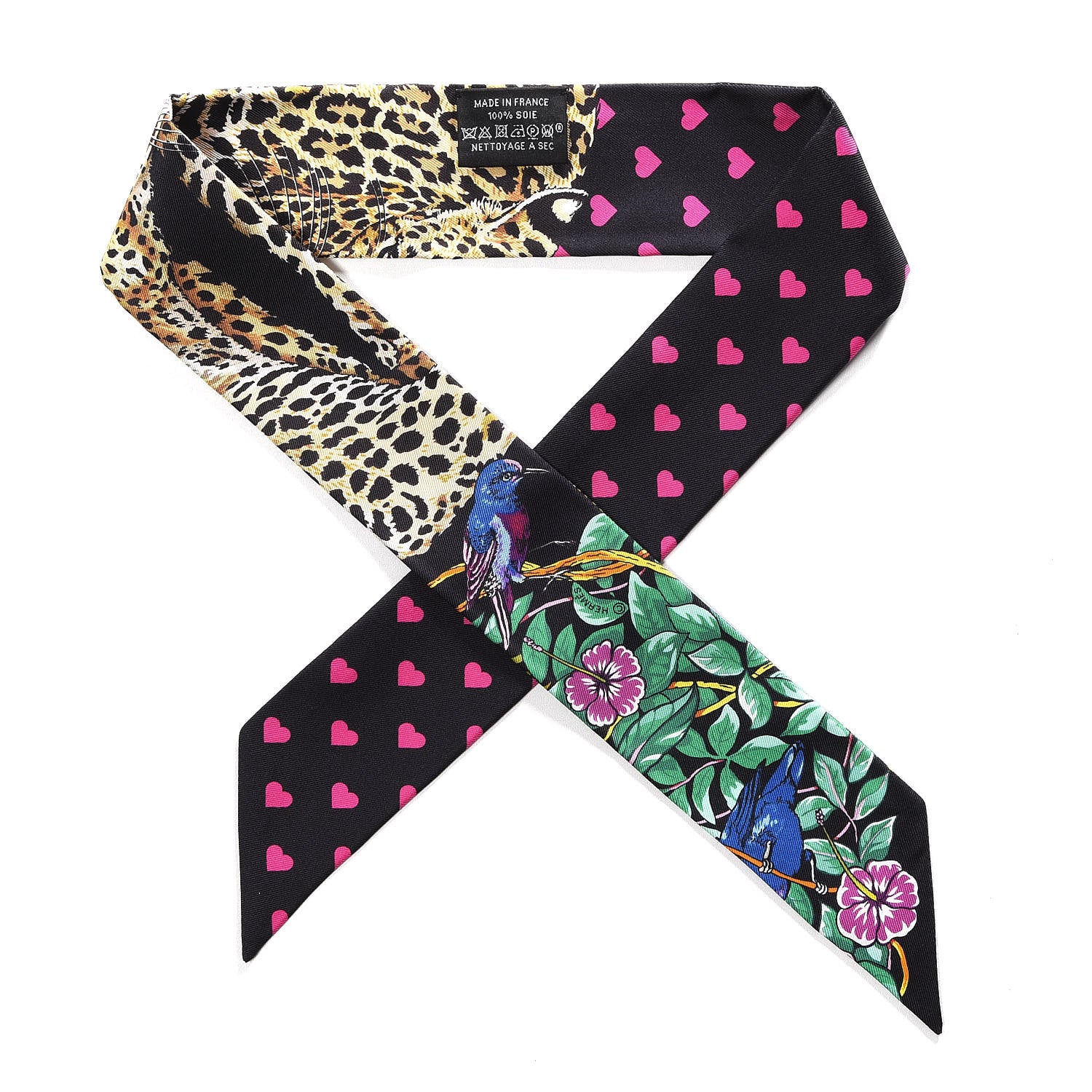 Hermes Silk Jungle Love Love Twilly Black Vert Rose Vif 1 of 4