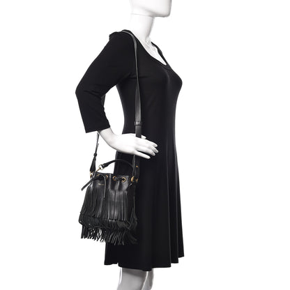 Saint Laurent Calfskin Small Emmanuelle Fringe Hobo Bag Black 2 of 8