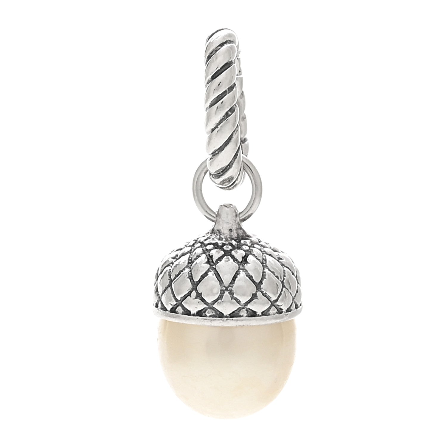 David Yurman Sterling Silver Cultured Pearl Acorn Charm Pendant 1 of 3