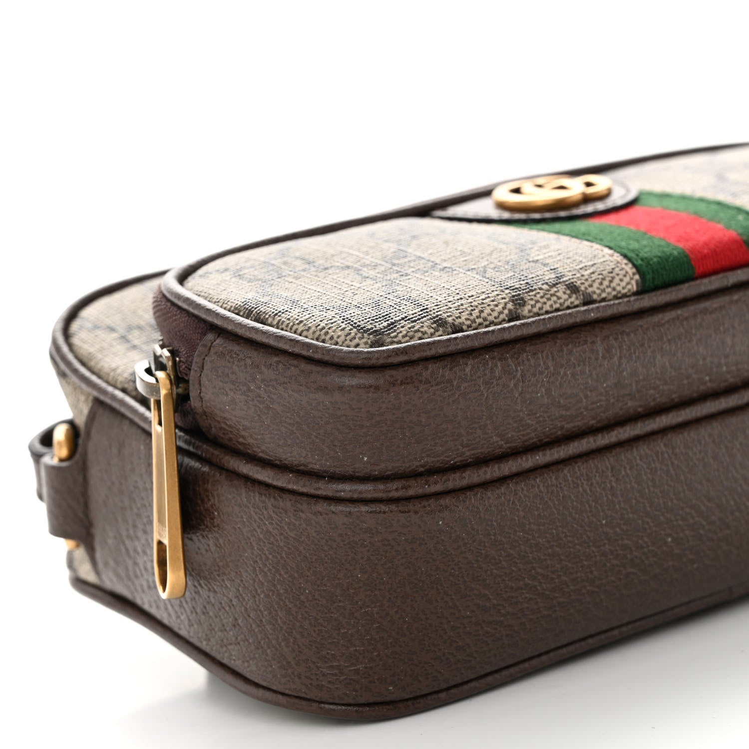 Gucci GG Supreme Monogram Textured Dollar Calfskin Web Mini Ophidia Convertible Shoulder Bag Beige Ebony New Acero 9 of 10