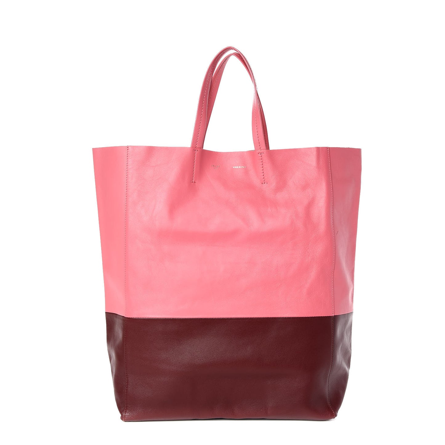 Smooth Lambskin Vertical Bi-Cabas Pink Rust
