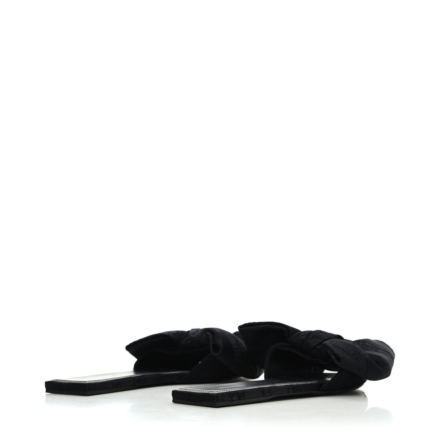Silk BB Printed Square Knife Bow Flat Mules 37 Black