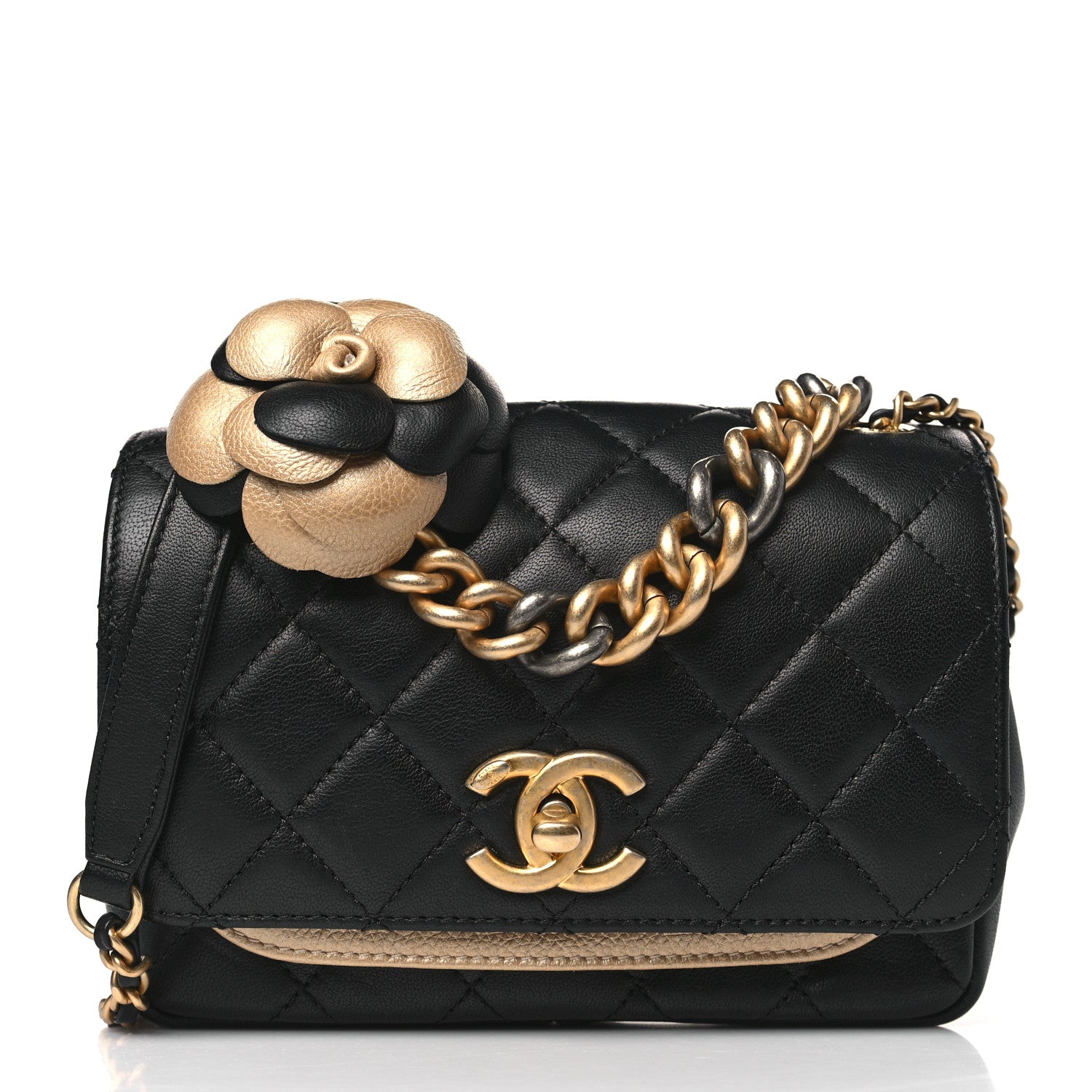 Chanel Lambskin Quilted Small Camellia Flower Flap Black 3 of 10