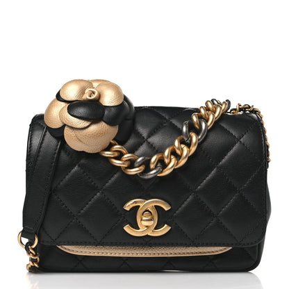 Chanel Lambskin Quilted Small Camellia Flower Flap Black 3 of 10