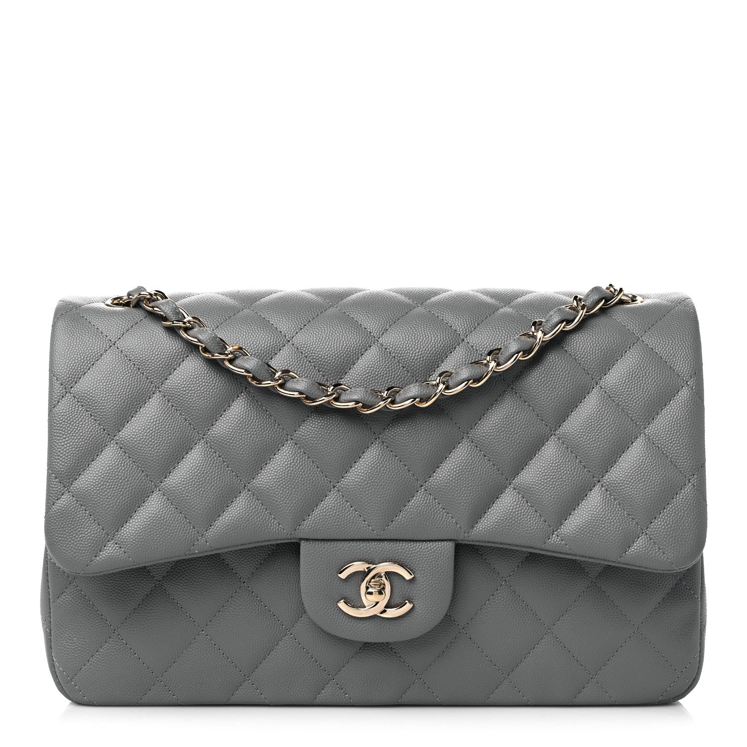 Chanel Caviar Quilted Jumbo Double Flap Grey 1 of 9