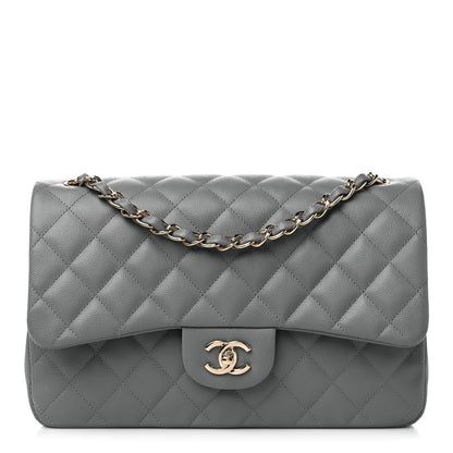 Chanel Caviar Quilted Jumbo Double Flap Grey 1 of 9