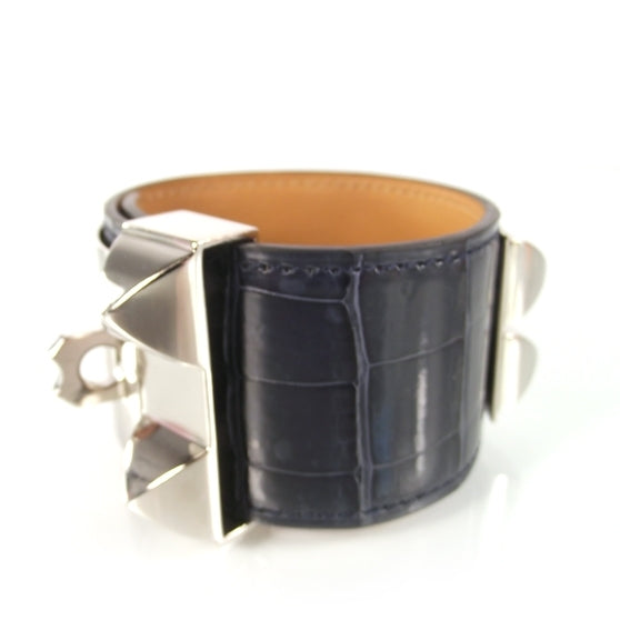 Hermes Collier de Chien CDC Bracelet Crocodile Navy 5 of 8