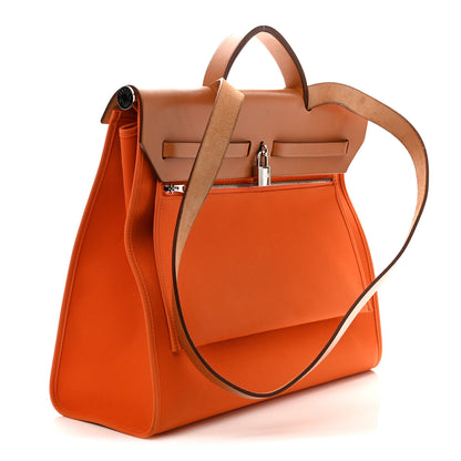Hermes Vache Hunter Toile Herbag Zip 39 MM Orange Natural 4 of 11
