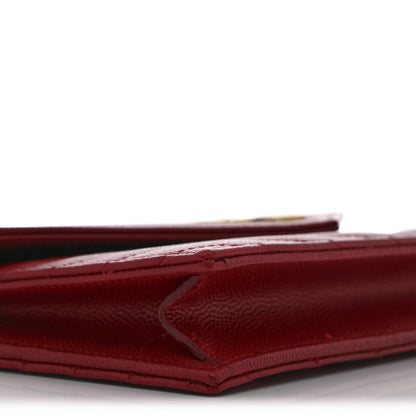 Saint Laurent Grain De Poudre Matelasse Chevron Monogram Envelope Chain Wallet New Red 9 of 10