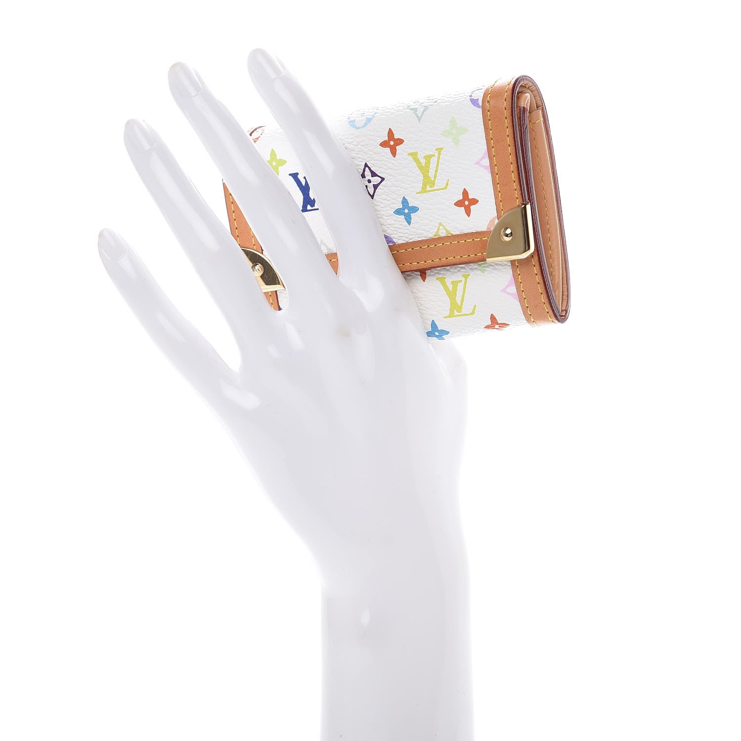Louis Vuitton Monogram Multicolor Porte-Monnaie Plat Coin Purse White 2 of 6