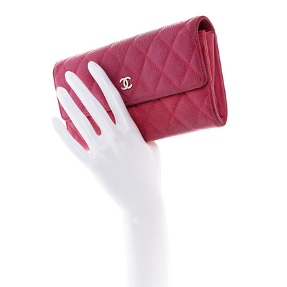 Chanel Caviar Quilted Large Gusset Flap Wallet Pink 2 of 17