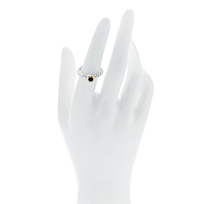 David Yurman Sterling Silver 14K Yellow Gold Black Onyx Petite Cable Ring 53 6.5 2 of 5