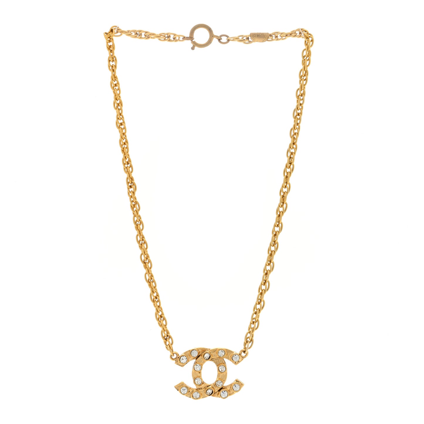 Crystal CC Chain Necklace Gold