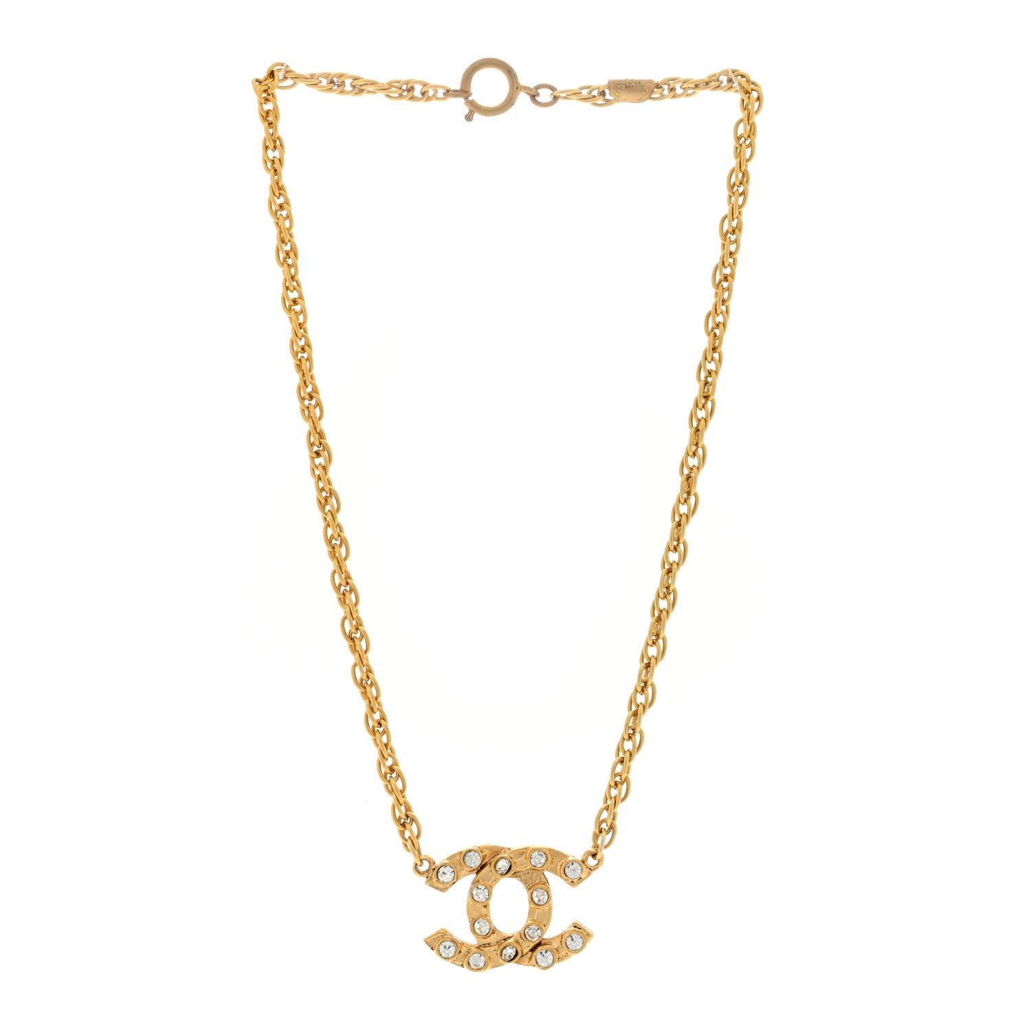 Chanel Crystal CC Chain Necklace Gold 3 of 4