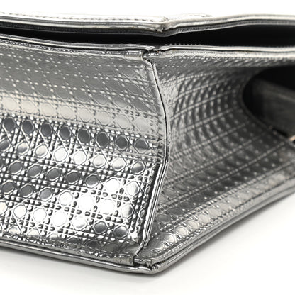 Christian Dior Metallic Patent Micro-Cannage Medium Diorama Flap Bag Silver 9 of 9