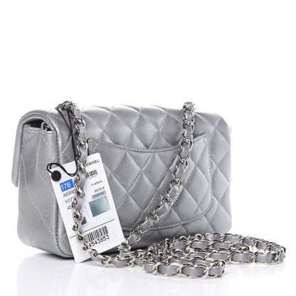 Chanel Metallic Lambskin Quilted Mini Rectangular Flap Silver 3 of 10