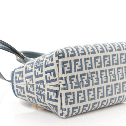 Fendi Vitello Grace Jacquard FF Mini By The Way Top Handle Boston Bag Tempest Panna 10 of 11