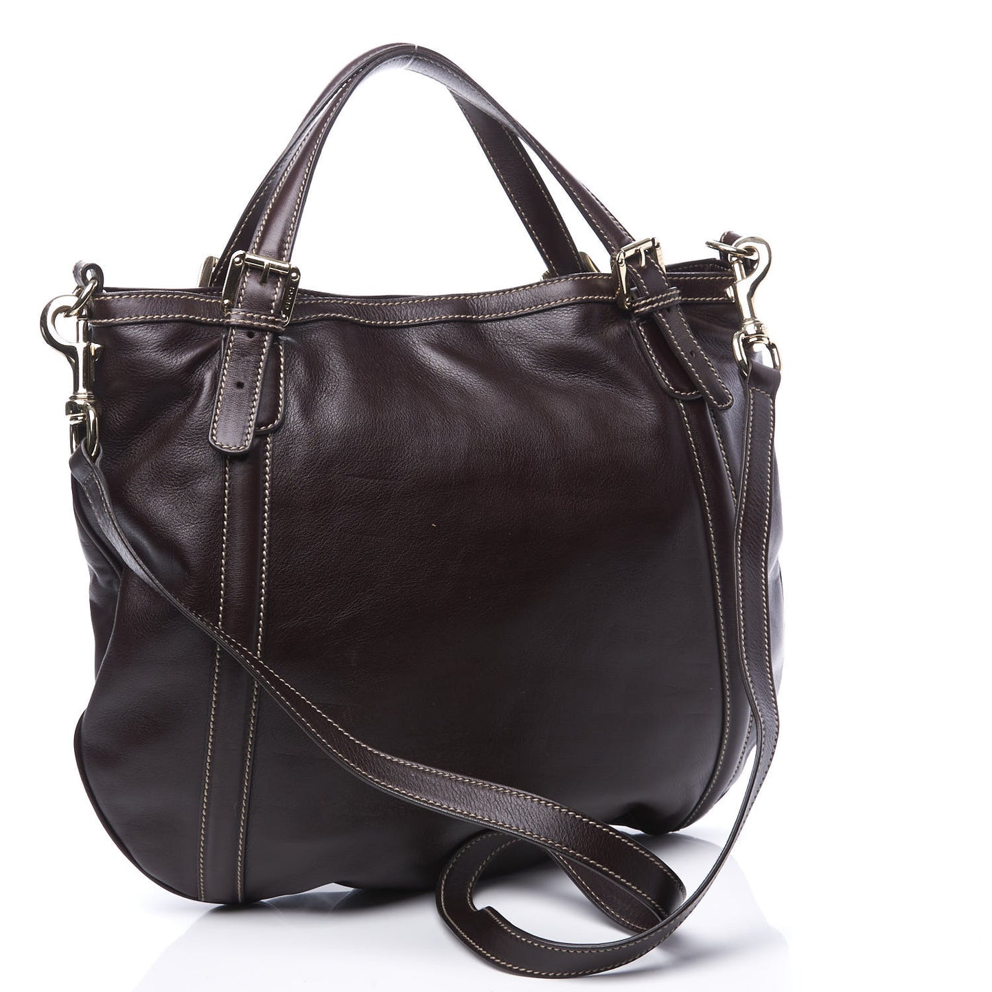 Calfskin Medium Britt Bag Dark Brown