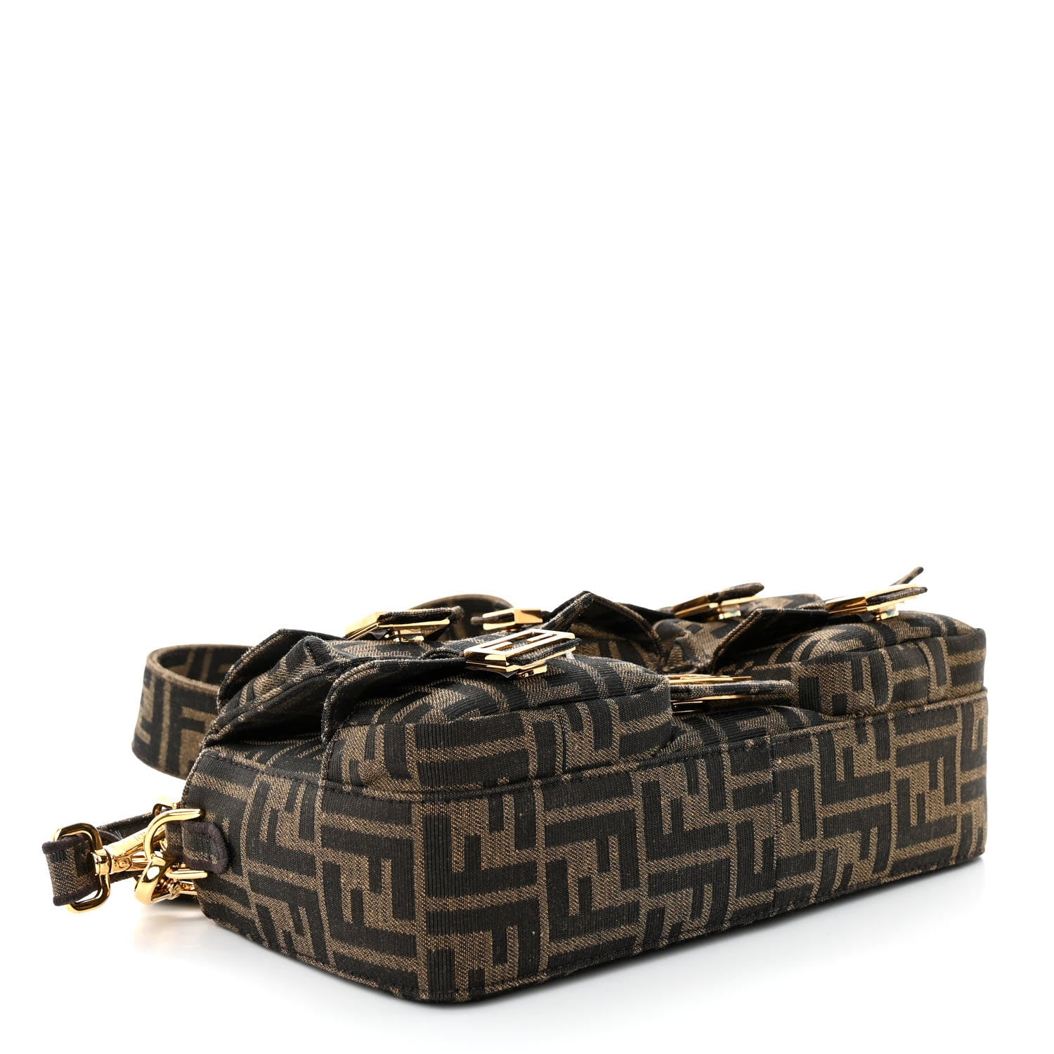 Fendi Fabric Jacquard FF 1974 Multipocket Baguette Tobacco Moro 4 of 9
