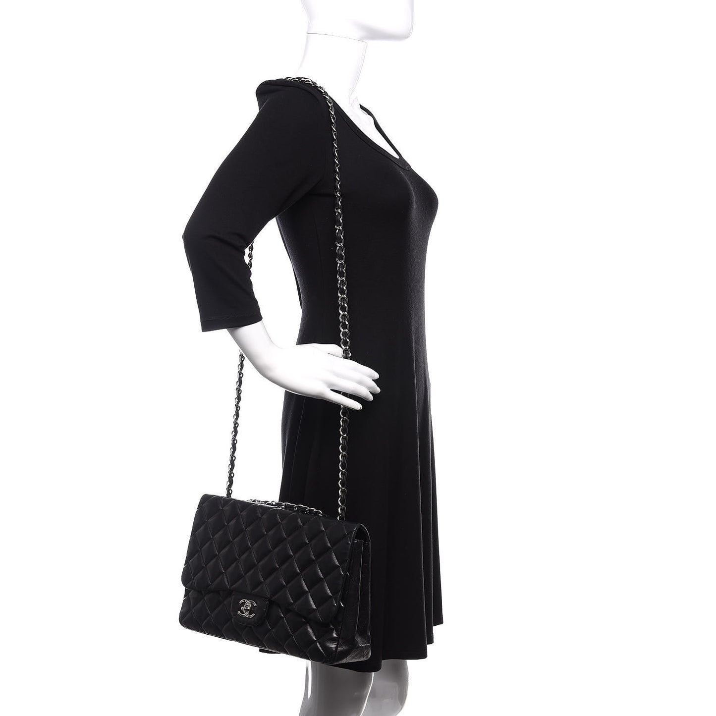 Lambskin Quilted Jumbo Single Flap Black