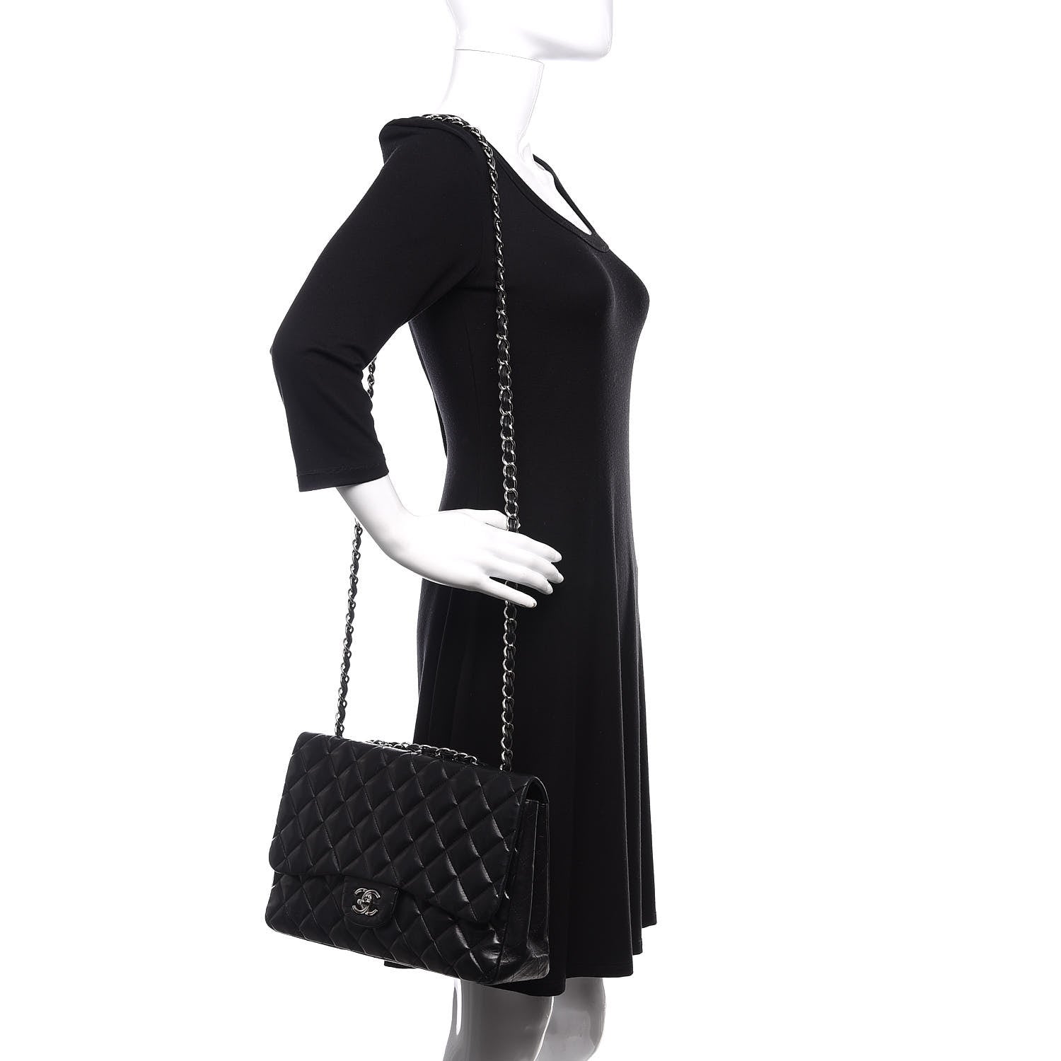 Chanel Lambskin Quilted Jumbo Single Flap Black 3 of 14