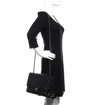 Chanel Lambskin Quilted Jumbo Single Flap Black 3 of 14