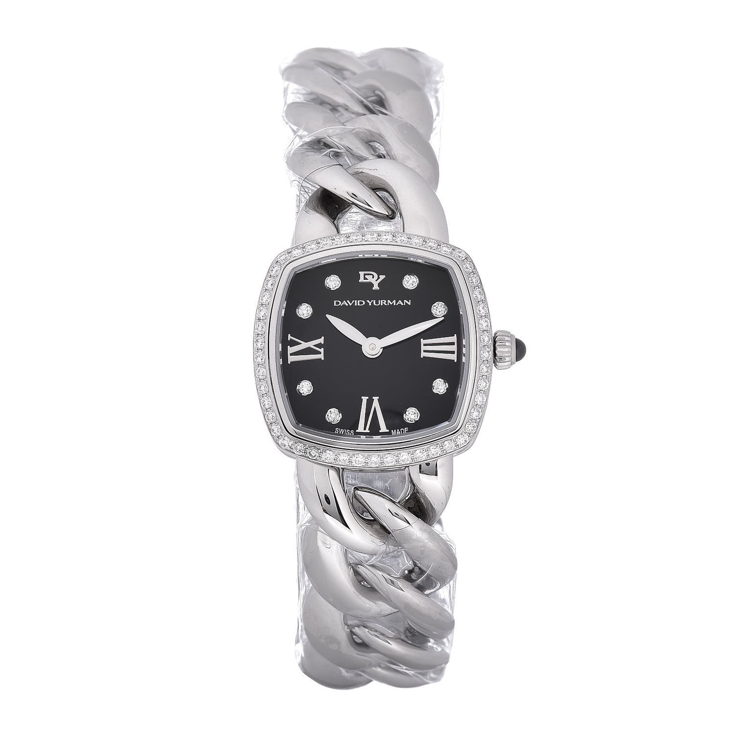 Stainless Steel Diamond Bezel 23mm Albion Quartz Watch Black