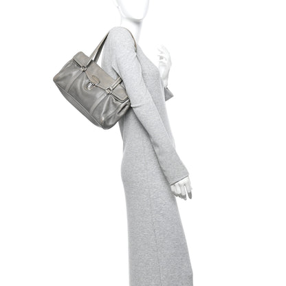 Prada Cervo Antik Easy Foldover Pushlock Satchel Grey 2 of 9