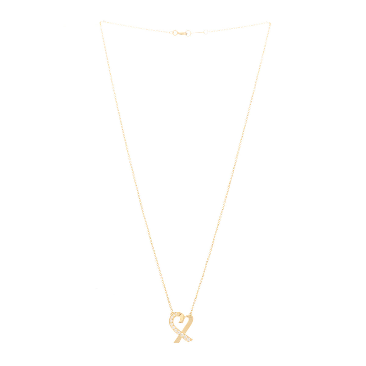 Tiffany 18K Yellow Gold Diamond Small Paloma Picasso Loving Heart Pendant Necklace 3 of 4