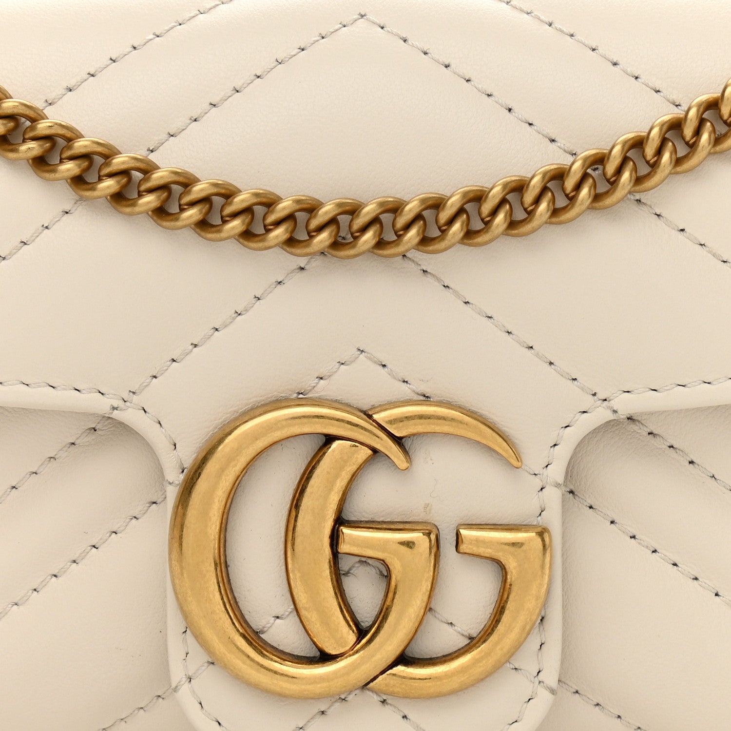 Gucci Calfskin Matelasse Super Mini GG Marmont Shoulder Bag White 8 of 11