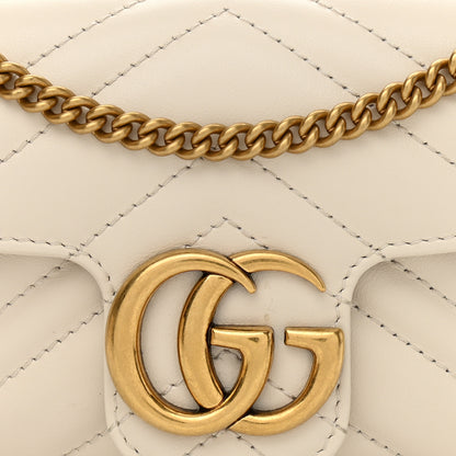 Gucci Calfskin Matelasse Super Mini GG Marmont Shoulder Bag White 8 of 11
