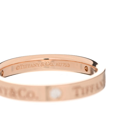 Tiffany 18K Rose Gold Diamond 3mm Logo Band Ring 51 5.75 5 of 6