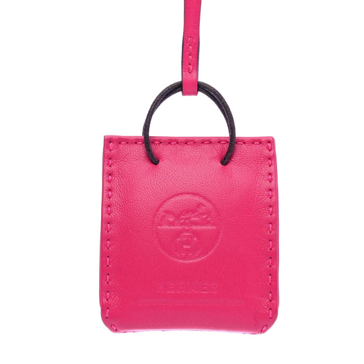 Hermes Milo Lambskin Swift Shopping Bag Charm Rose Mexico 3 of 4