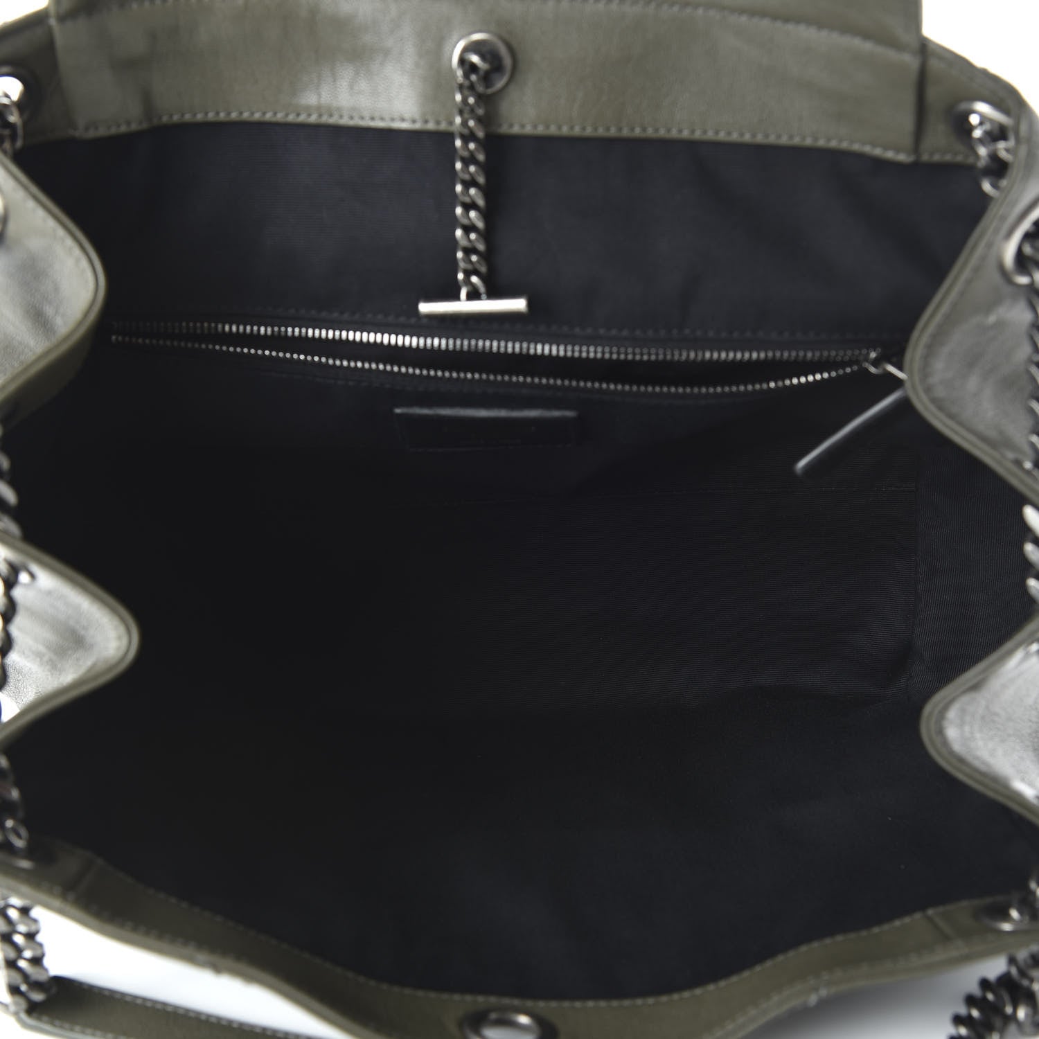 Saint Laurent Vintage Calfskin Chevron Monogram Medium Nolita Olive Green 5 of 9