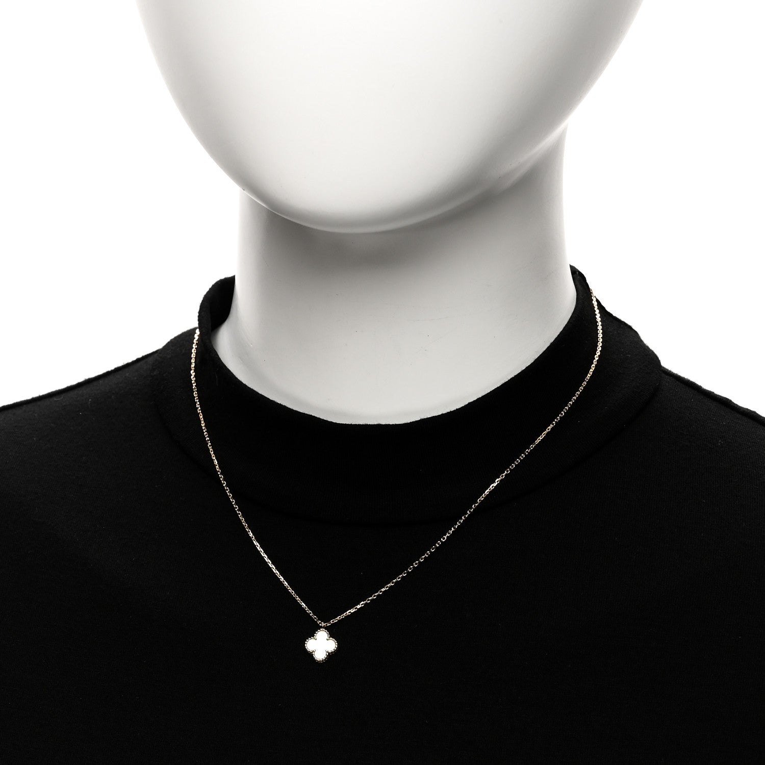Van Cleef & Arpels 18K Yellow Gold Mother of Pearl Sweet Alhambra Pendant Necklace 2 of 6