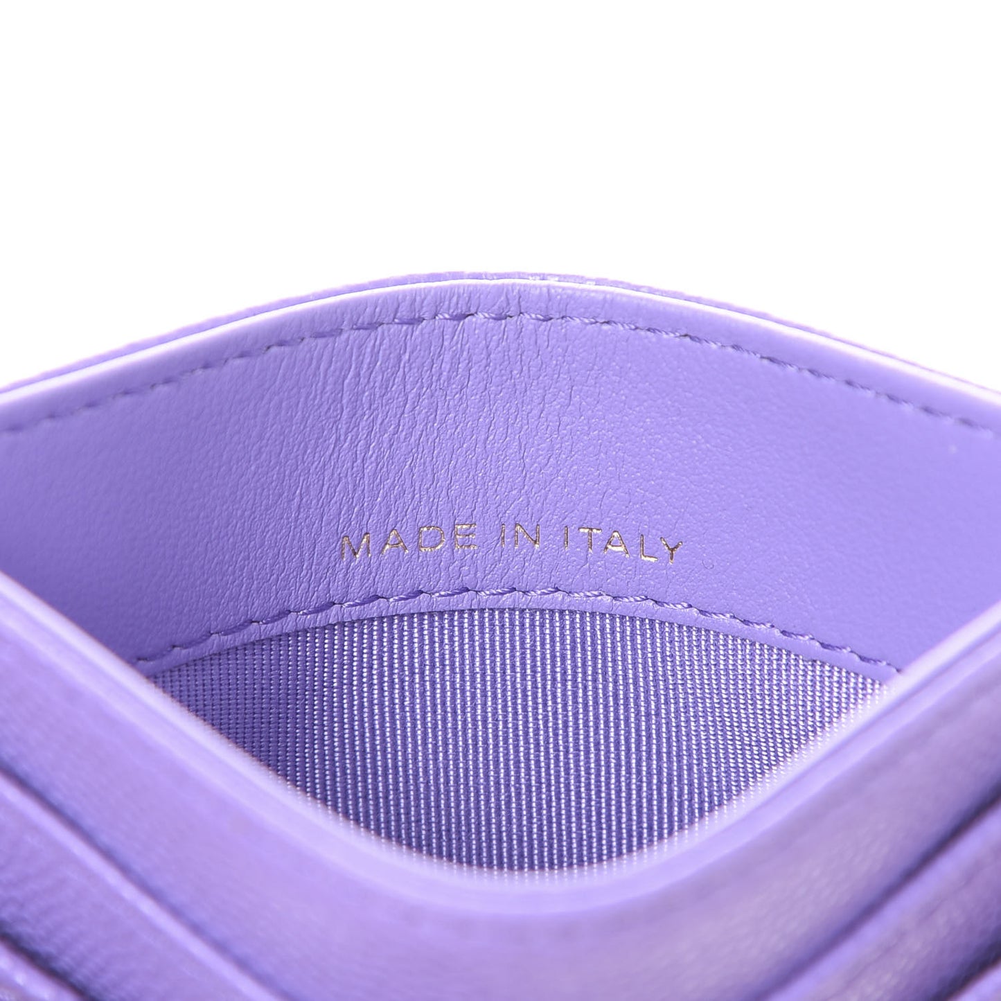 Caviar Quilted Card Holder Purple