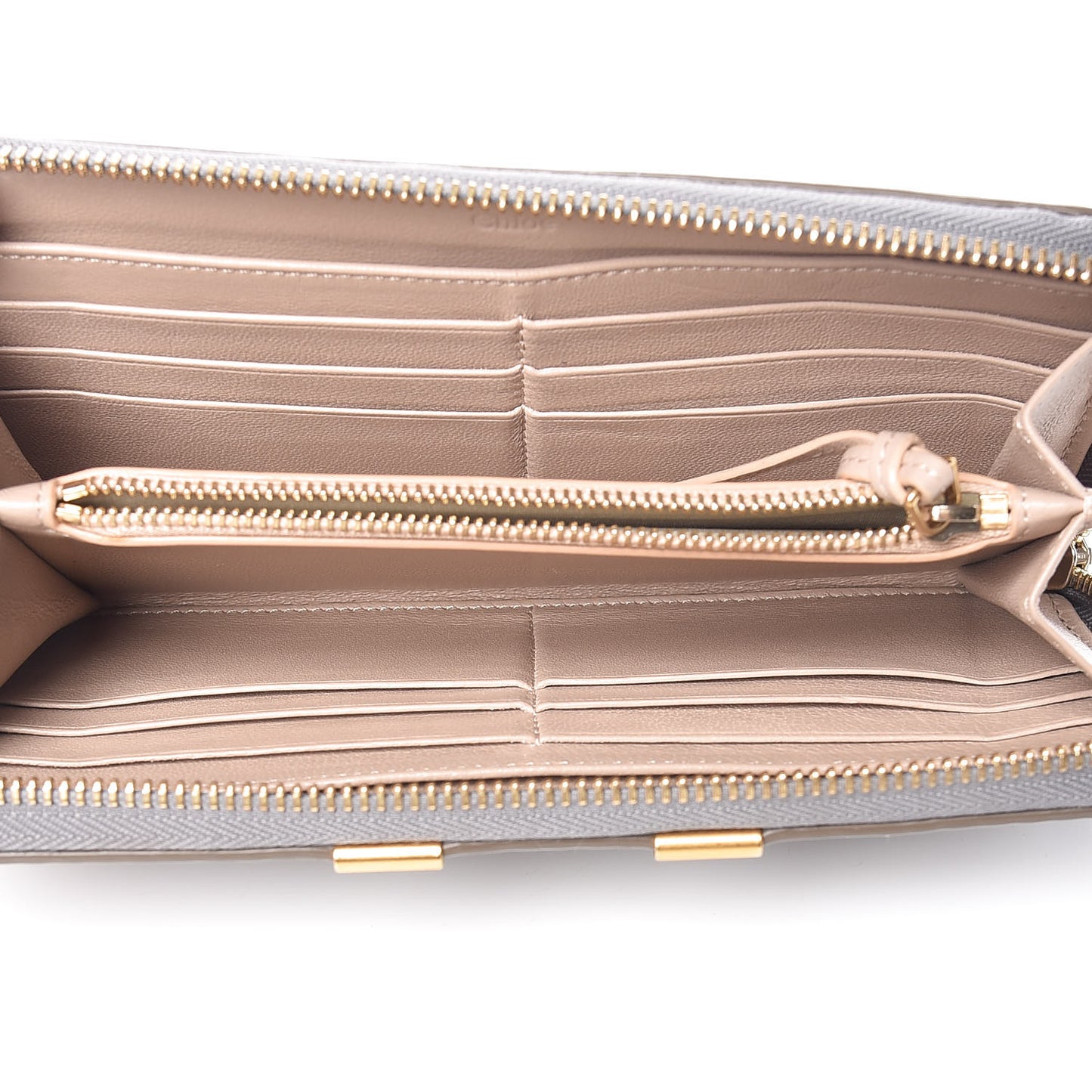 Calfskin Marcie Long Zip Around Wallet Cashmere Grey