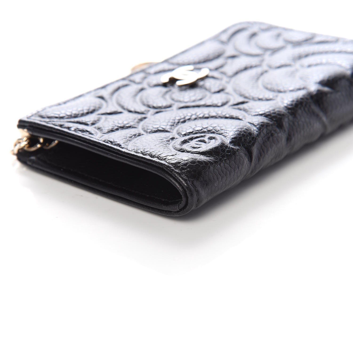 Chanel Caviar Camellia Embossed Key Holder Case Black 8 of 10