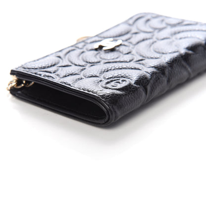Chanel Caviar Camellia Embossed Key Holder Case Black 8 of 10