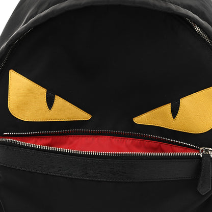 Fendi Nylon Vitello Elite Monster Eyes Rounded Backpack Black Yellow 8 of 11